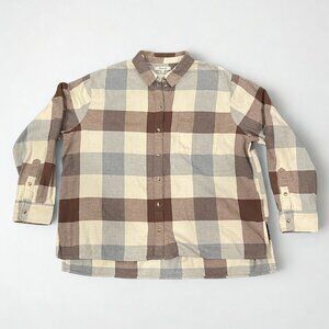 Madewell Women's Boxy Fit Buffalo Plaid Flannel Buttondown Shirt, Sz XL